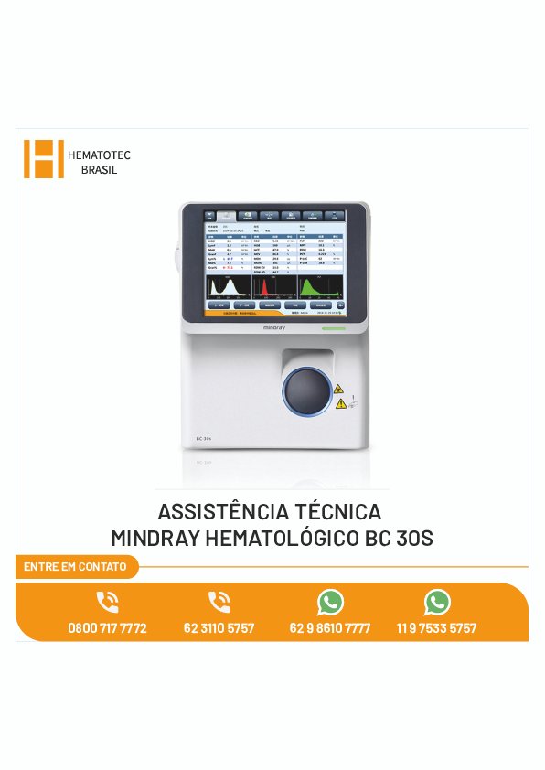 ASSISTÊNCIA TÉCNICA MINDRAY  HEMATOLÓGICO BC 30S