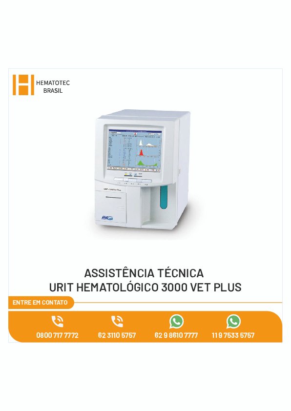 ASSISTÊNCIA TÉCNICA URIT HEMATOLÓGICO 3000 VET PLUS