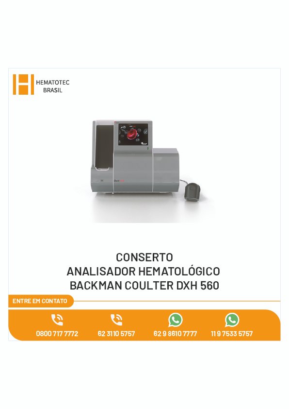 CONSERTO ANALISADOR HEMATOLÓGICO BACKMAN COULTER DXH 560