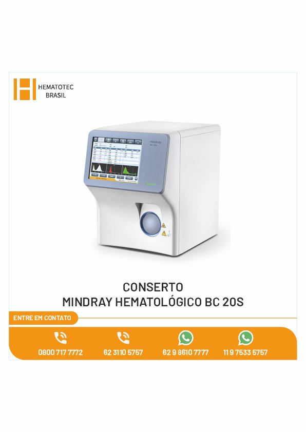 CONSERTO MINDRAY  HEMATOLÓGICO BC 20S