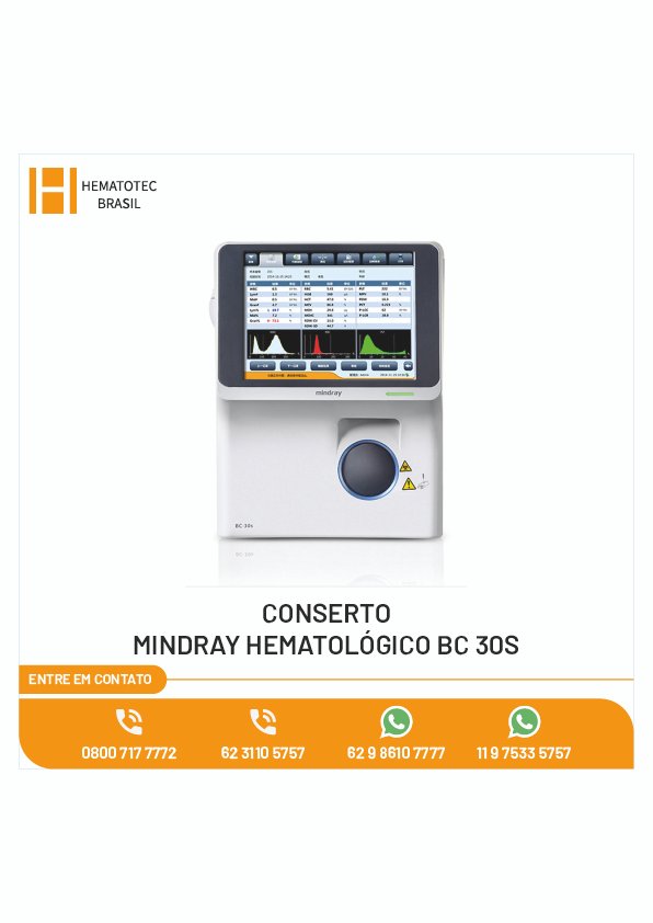 CONSERTO MINDRAY  HEMATOLÓGICO BC 30S