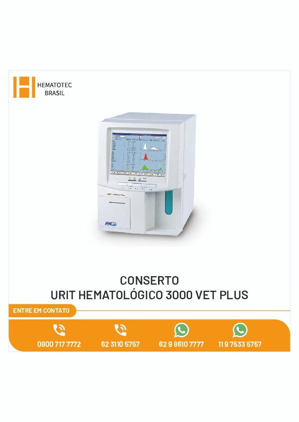 CONSERTO URIT HEMATOLÓGICO 3000 VET PLUS