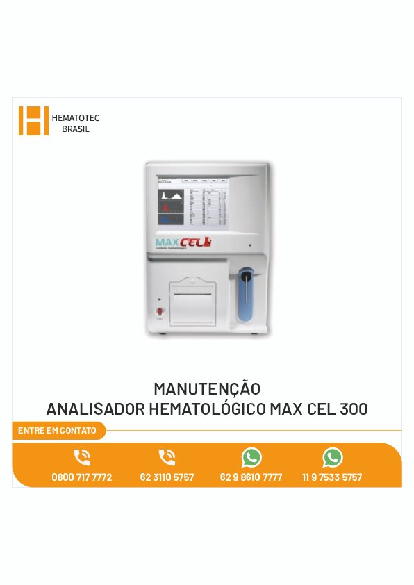 MANUTENCAO ANALISADOR HEMATOLÓGICO MAX CEL 300
