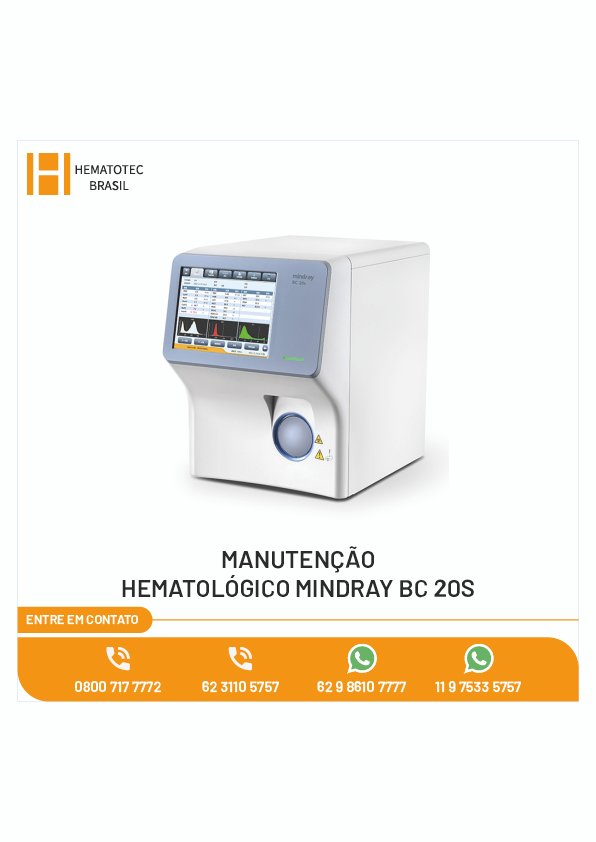 MANUTENÇÃO HEMATOLÓGICO MINDRAY BC 20S
