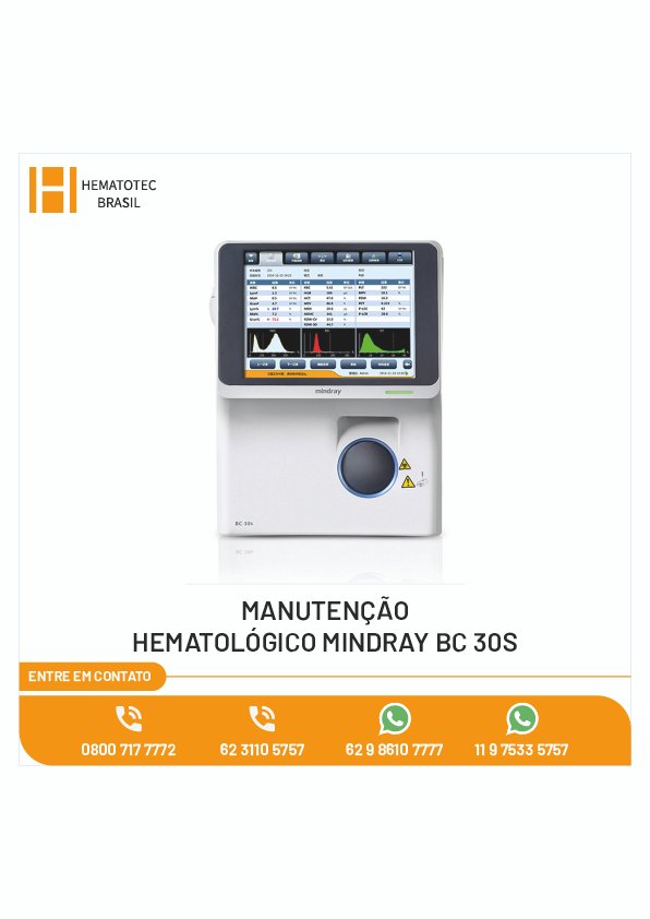 MANUTENÇÃO HEMATOLÓGICO MINDRAY BC 30S