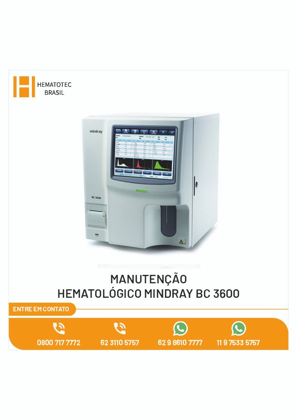 MANUTENÇÃO HEMATOLÓGICO MINDRAY BC 3600