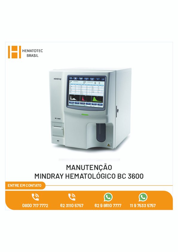 MANUTENCAO MINDRAY  HEMATOLÓGICO BC 3600