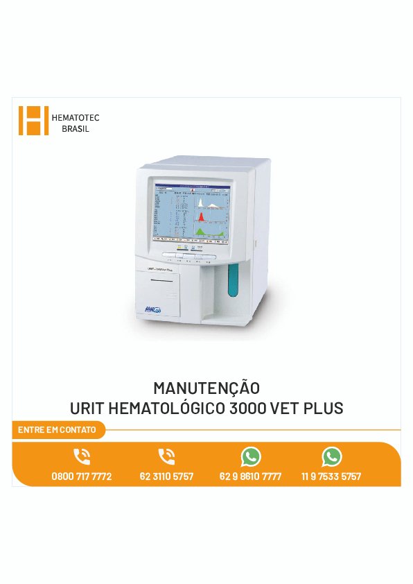 MANUTENÇÃO URIT HEMATOLÓGICO 3000 VET PLUS