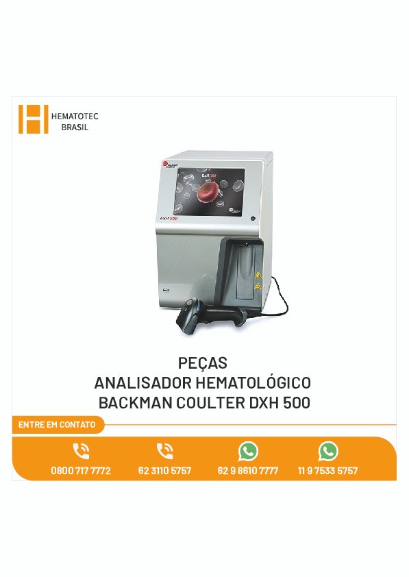 PEÇAS ANALISADOR HEMATOLÓGICO BACKMAN COULTER DXH 500