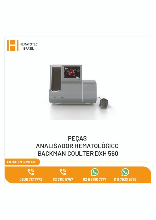 PEÇAS ANALISADOR HEMATOLÓGICO BACKMAN COULTER DXH 560