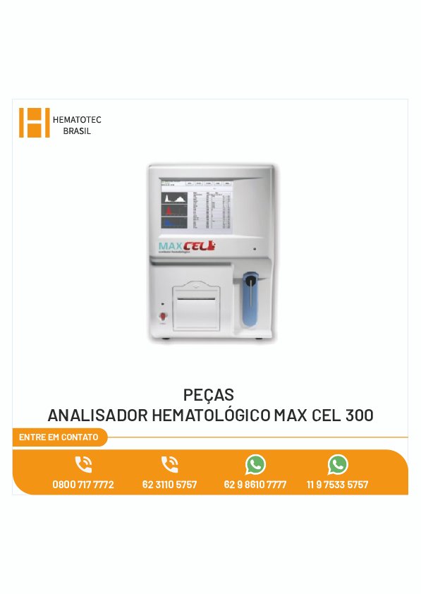 PECAS ANALISADOR HEMATOLÓGICO MAX CEL 300